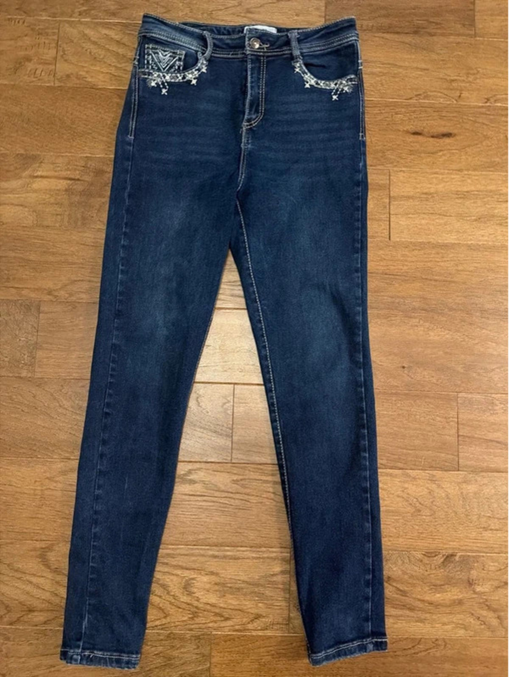 ANGEL Women’s Dark Wash Embellished Rhinestone Jeans Western Y2K